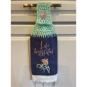 Crochet Top Kitchen Towel- Life is a Beautiful Ride